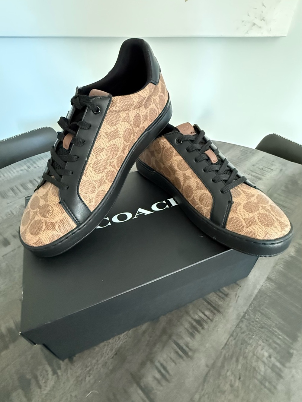 COACH Men's Brown and Black Signature Low-Top Sneakers - Picture 6 of 8